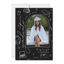 Anúncio de Graduação de Fotos Retro Branco Preto