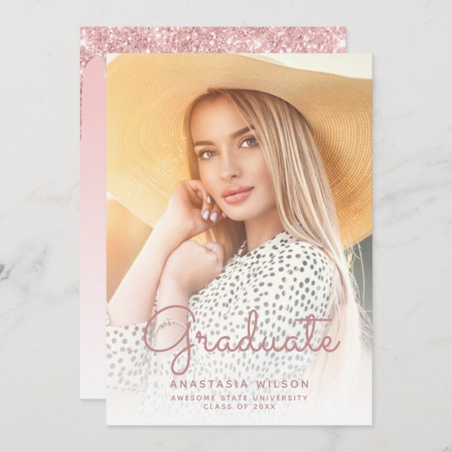 Anúncio de Graduação de Glama Rosa-Rosa (Frente/Verso)