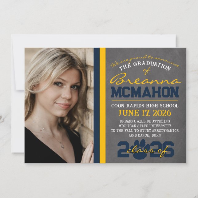 Anúncio de Graduação de Impressão de marinho Azul  (Frente)