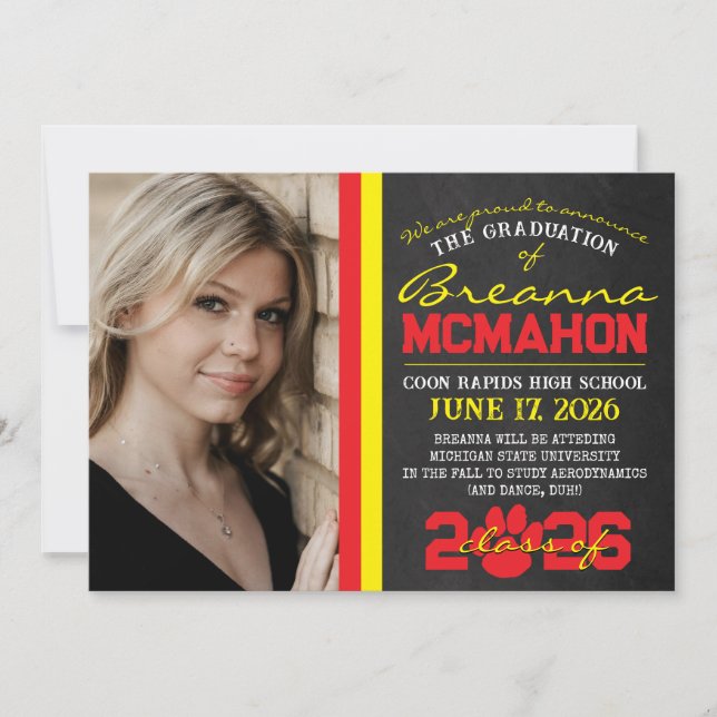 Anúncio de Graduação de Impressão de Pata Vermelha (Frente)