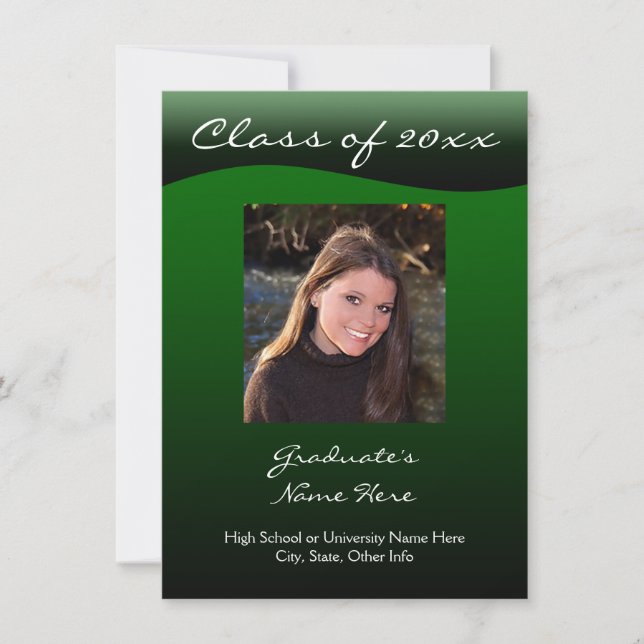 Anúncio de graduação de onda verde e preta (Frente)