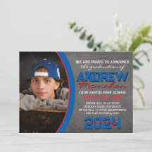 Anúncio de Graduação de Quadro Azul e Vermelho