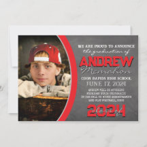 Anúncio de Graduação de Quadros Vermelhos e Cinzas