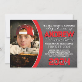 Anúncio de Graduação de Quadros Vermelhos e Cinzas