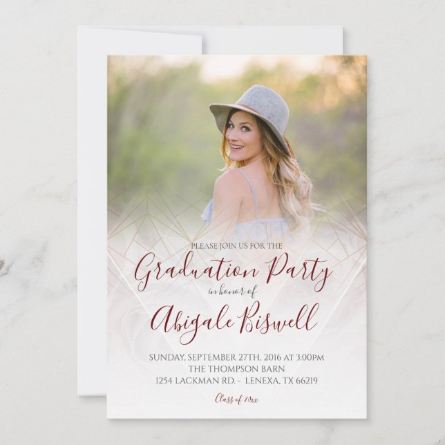 Anúncio de Graduação de Rosa Geométrica Moderna co (Frente)