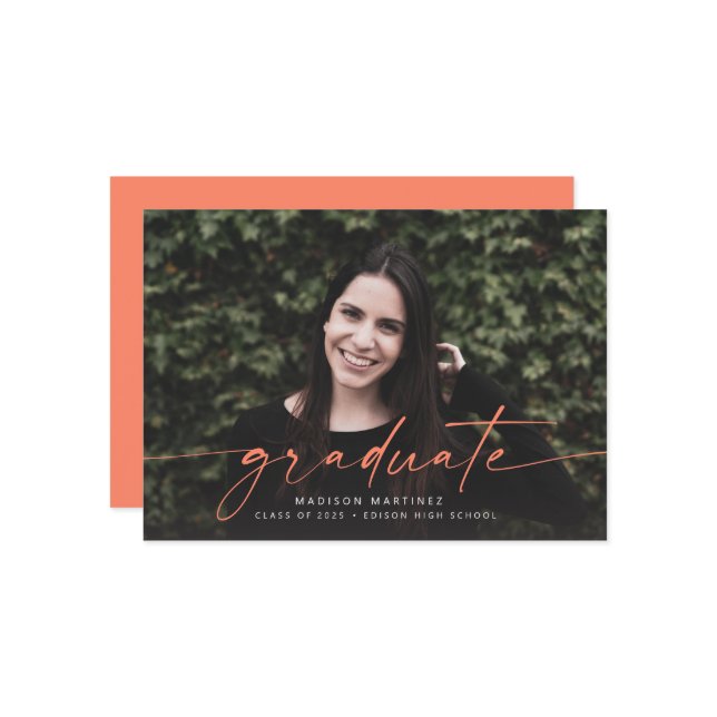 Anúncio de Graduação de Script de Formando Coral (Frente/Verso In Situ)