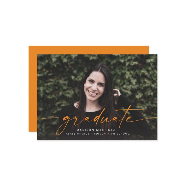 Anúncio de Graduação de Script de Formando Laranja (Frente/Verso In Situ)