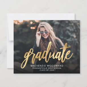 Anúncio de Graduação de Script Dourado de Foto Orç