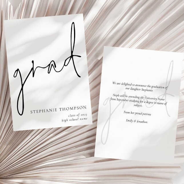 Anúncio de Graduação de Script Moderno (Front and back view)