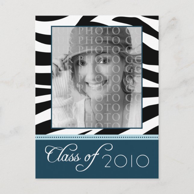 Anúncio de Graduação de Teal Zebra PERSONALIZADO (Frente)