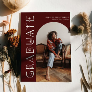 Anúncio de Graduação do Boho Formando Maroon
