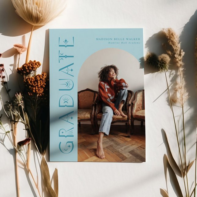 Anúncio de Graduação do Formando Azul Boho (Criador carregado)