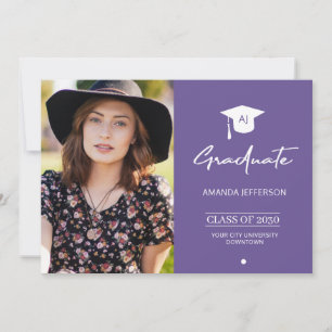 Anúncio de graduação do formando de fotos roxo