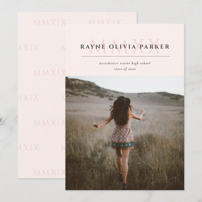 Anúncio de graduação do MMXX com Numeral Romano 20 (Frente/Verso)