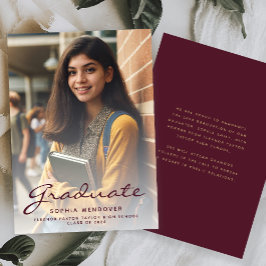 Anúncio de Graduação Dourada da Burgundy Foto 2024