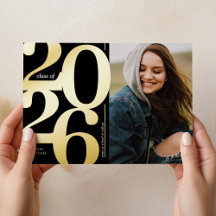Anúncio de Graduação Dourada em Foto em Preto em 2