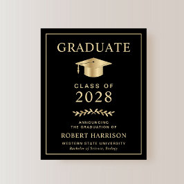 Anúncio de Graduação Dourada Preta da Escola de Or
