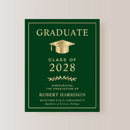 Anúncio de Graduação Dourada Verde da Escola de Or