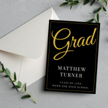 Anúncio de Graduação Dramático Preto e Dourado