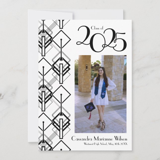 Anúncio de Graduação em Deco Preto Branco (Frente)