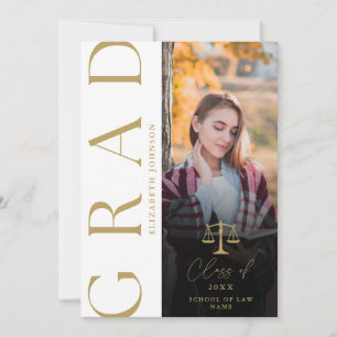 Anúncio de Graduação em Direito com Foto Dourada