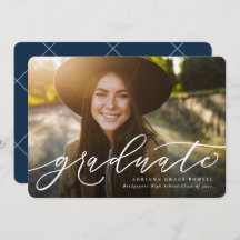 Anúncio de graduação em foto de marinho simples