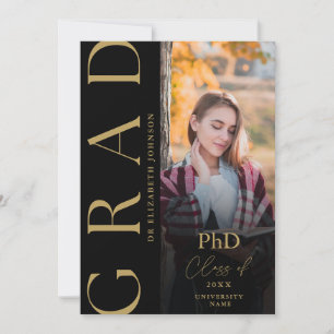 Anúncio de Graduação em Foto Dourada e Preta