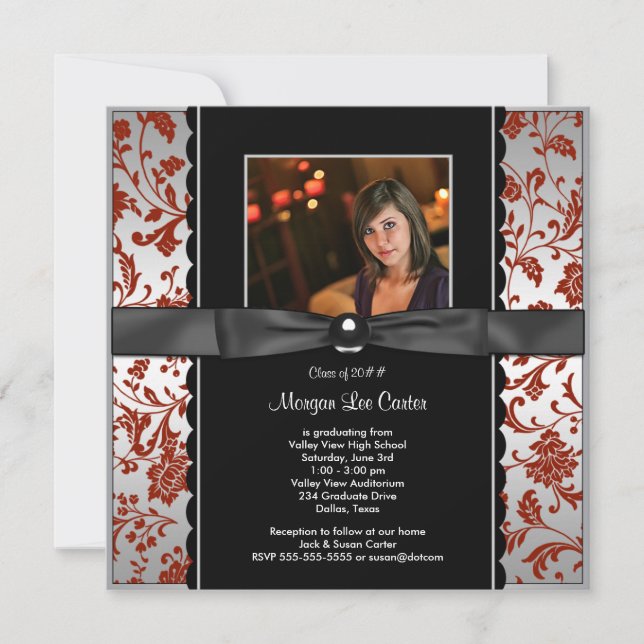 Anúncio de Graduação em Foto Vermelho e Preto (Frente)