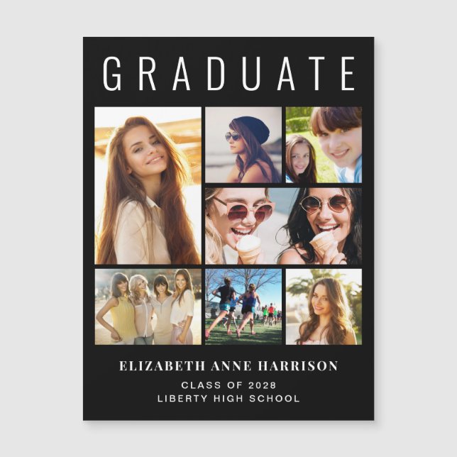 Anúncio de Graduação em Preto com Foto Moderno 8 (Frente)