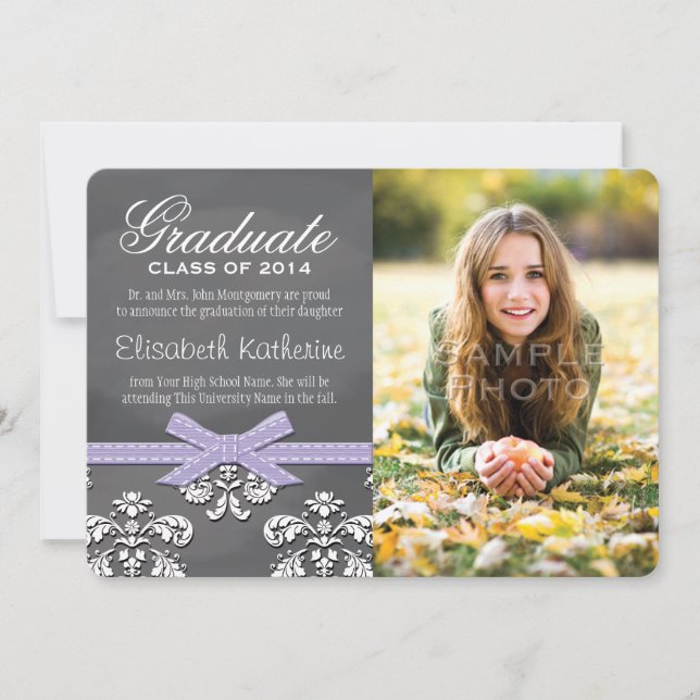 Anúncio de graduação em rendas de Arco roxo (Frente)