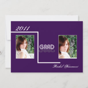 Anúncio de graduação em roxo e branco retrô