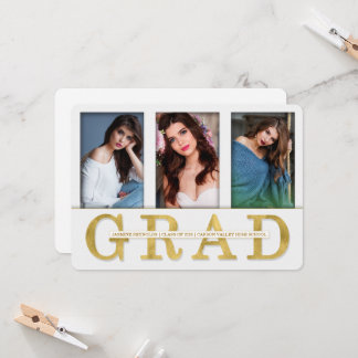 Anúncio de Graduação Faux Dourado Leaf 3 Foto