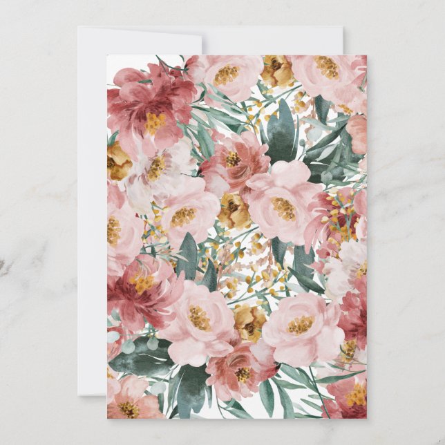 Anúncio de graduação floral de cor-de-rosa (Verso)