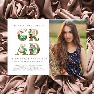 ANÚNCIO DE GRADUAÇÃO FLORAL ELEGANTE VINTAGE