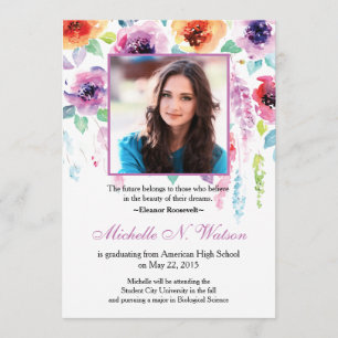 Anúncio de Graduação Floral Elegante Watercolor