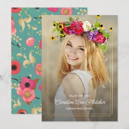 Anúncio de Graduação Floral Moderna de Foto Person