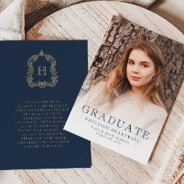 Anúncio de Graduação Foto Azul Marinho Dourado