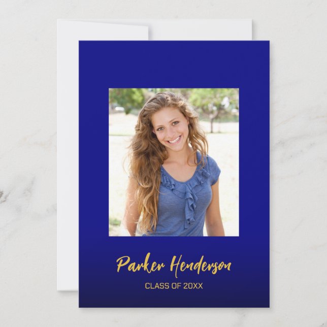 Anúncio de Graduação Foto Azul Navy Dourado 2 (Frente)