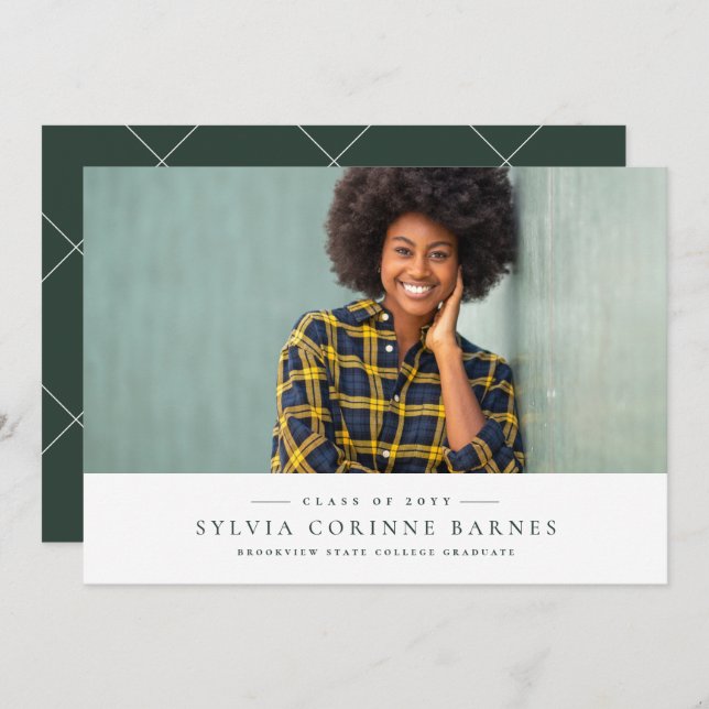 Anúncio de graduação horizontal verde clássico (Frente/Verso)