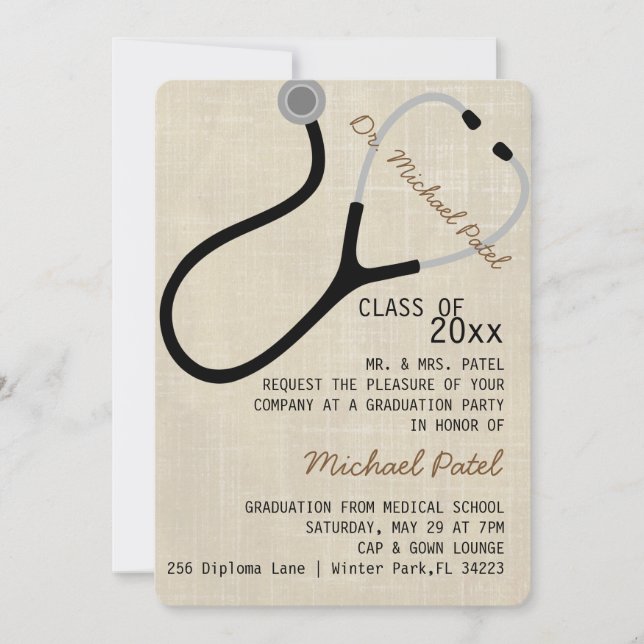 Anúncio de Graduação Médica Stethoscope (Frente)