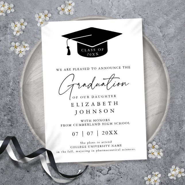 Anúncio de Graduação Moderna Elegante Simples (Simple Elegant Modern Graduation Announcement)