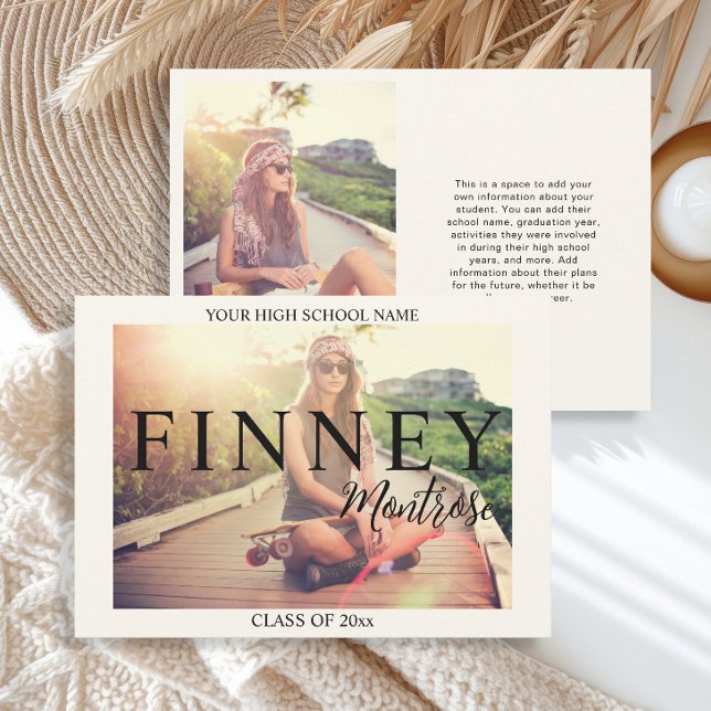 Anúncio de Graduação Moderno com 2 Fotos (Two-photo modern and stylish graduation announcement)