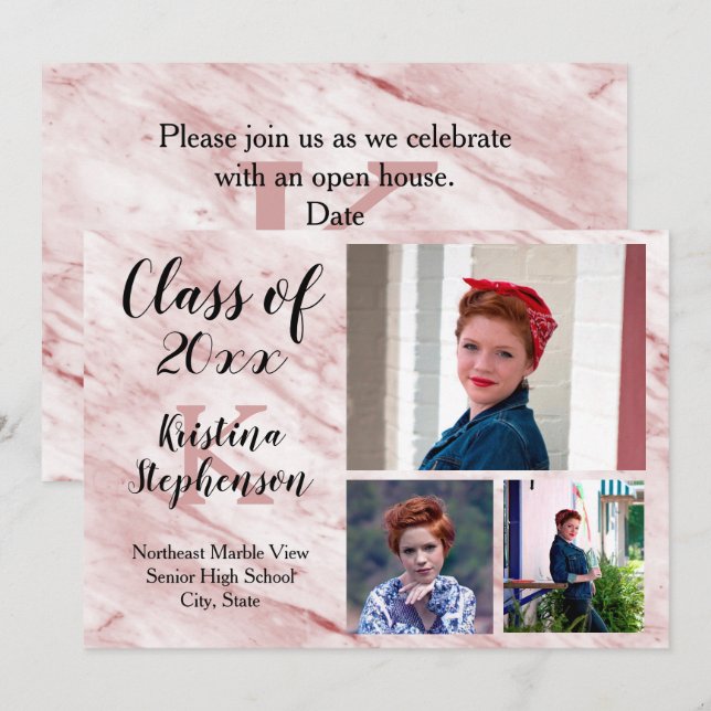 Anúncio de Graduação na Faculdade de Foto rosa Mar (Frente/Verso)