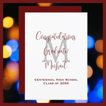 Anúncio de Graduação, Nome Cinza Branca Borgonha