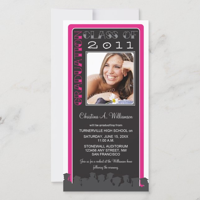 Anúncio de Graduação Personalizada Cor-de-Rosa Ret (Frente)