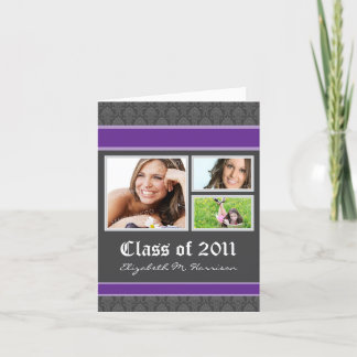 Anúncio de graduação personalizada do Damask (roxo