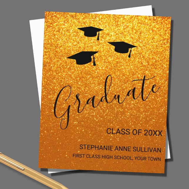 Anúncio de Graduação Personalizado com Brilho Dour (Criador carregado)