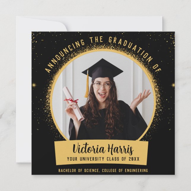 Anúncio de Graduação Personalizado Stardust com Fo (Frente)