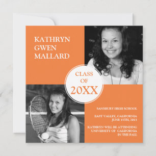 Anúncio de Graduação Quadrada Ano-Classe Laranja
