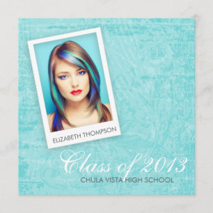 Anúncio de Graduação Quadrada de Aqua Grunge
